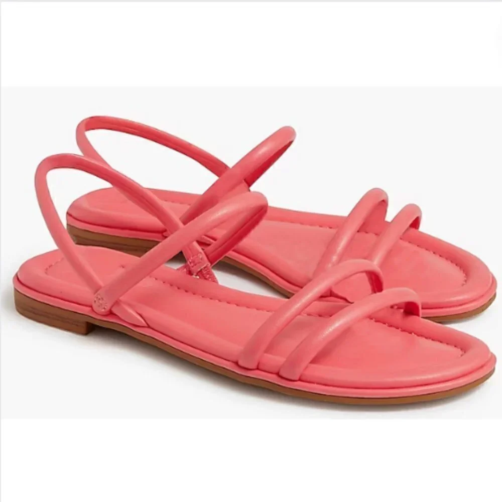 NEW J. Crew Tubular-strap sandals, Coral Pink, Size 6